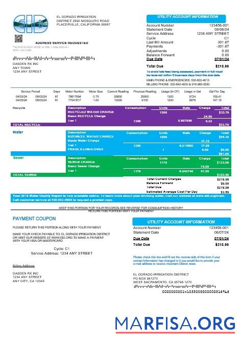 Downloadable USA EID business utility bill template in Word and PDF formats
